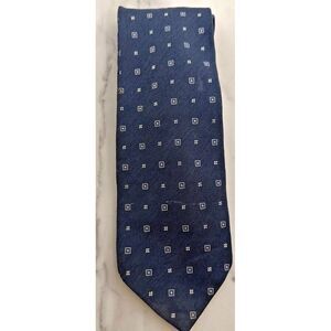 Ermenegildo Zegna Tie Blue Dark Geometric Silk Necktie Casual Italy Men 59‎ Inch